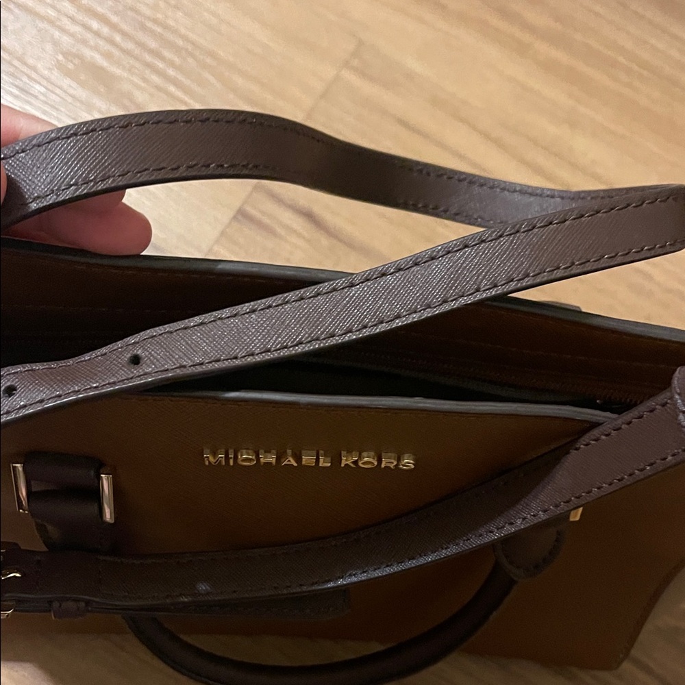 Michael Kors Two-Tone Brown and Cream Satchel - Picture 3 of 6